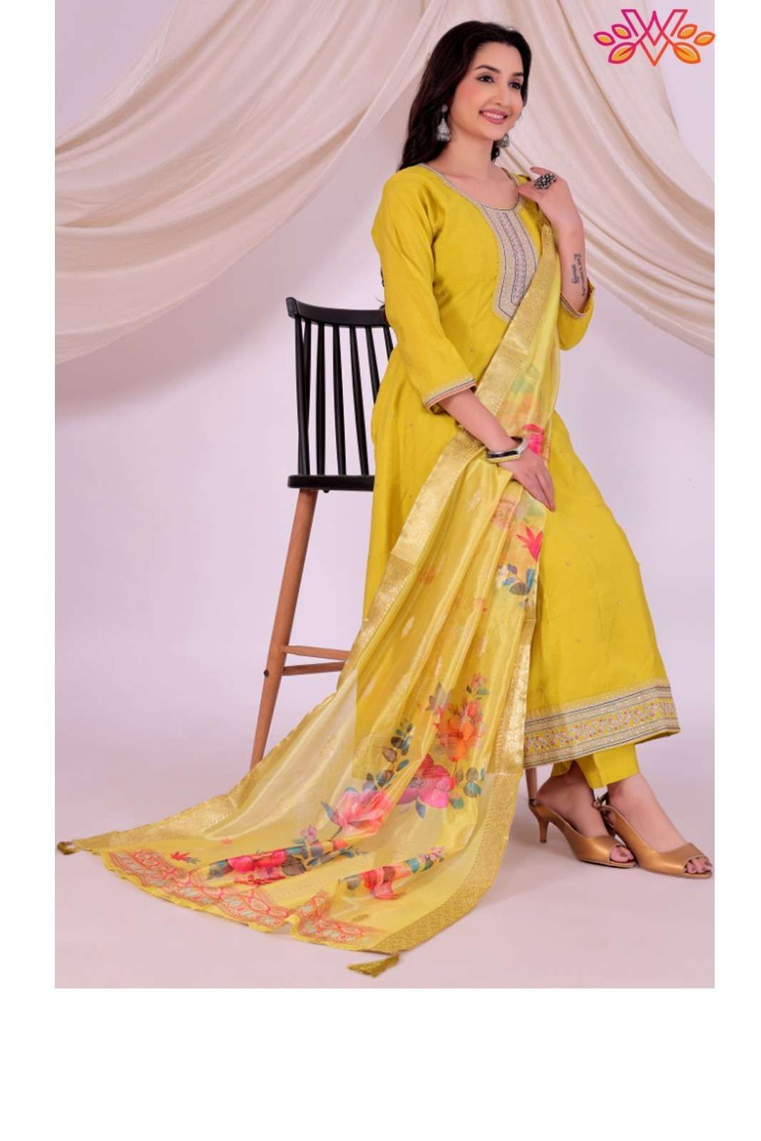 Liril Embroidered anarkali Style Salwar Suit With Printed Dupatta