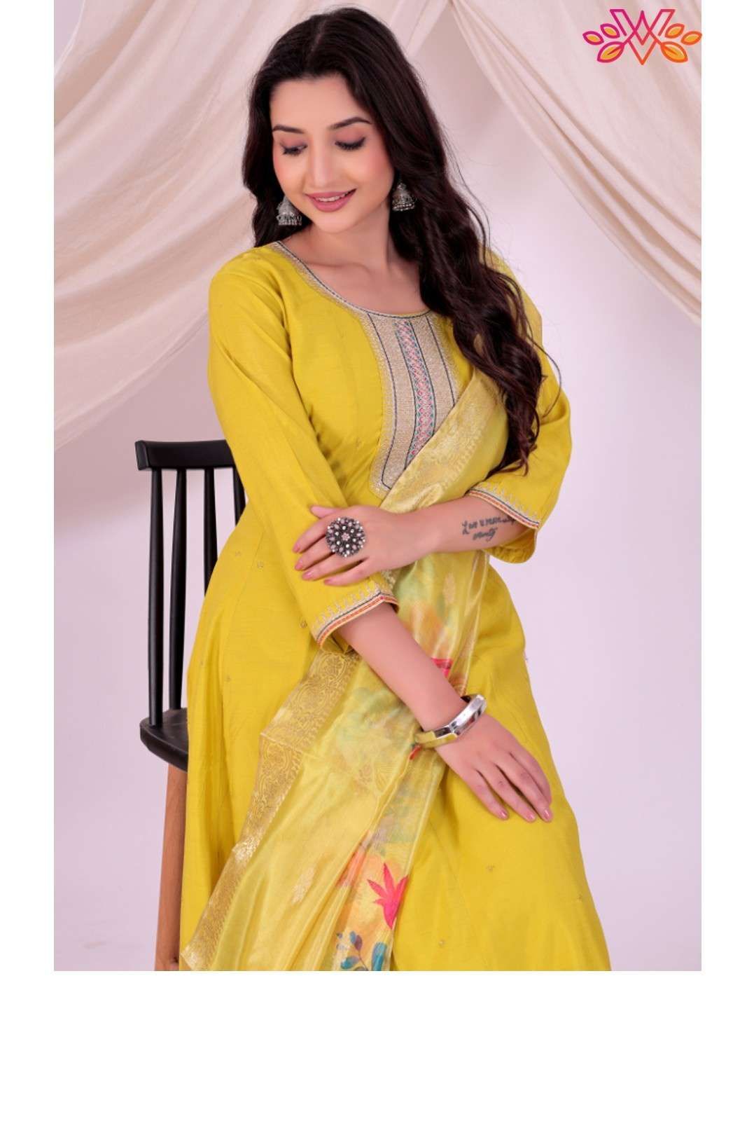 Liril Embroidered anarkali Style Salwar Suit With Printed Dupatta